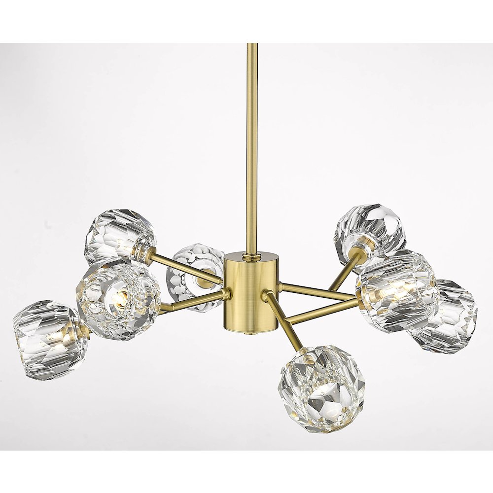 8-Light Gold Chandelier With Clear Crystal Shades. Picture 2