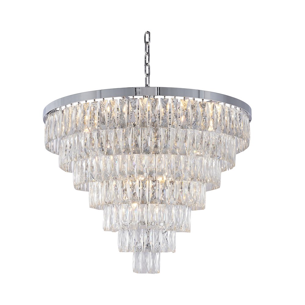 27-Light Chrome Chandelier With Clear Crystals. Picture 1
