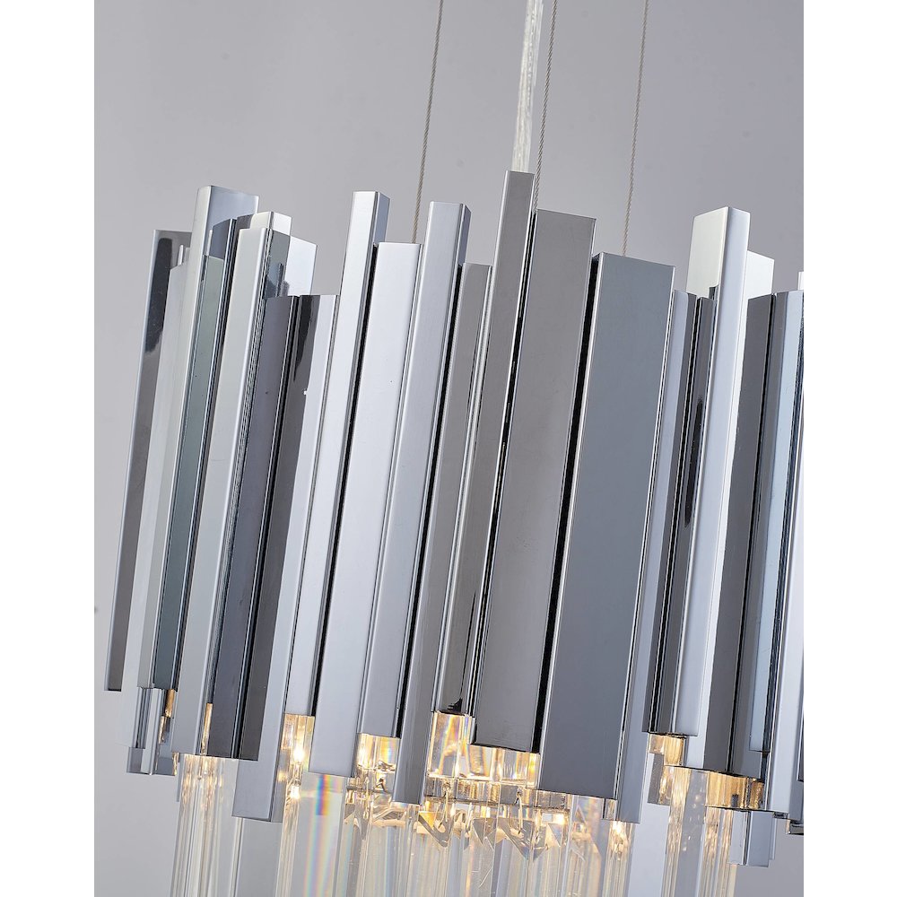 4-Light Chrome Stainless Steel Pendant With Clear Crystals. Picture 5