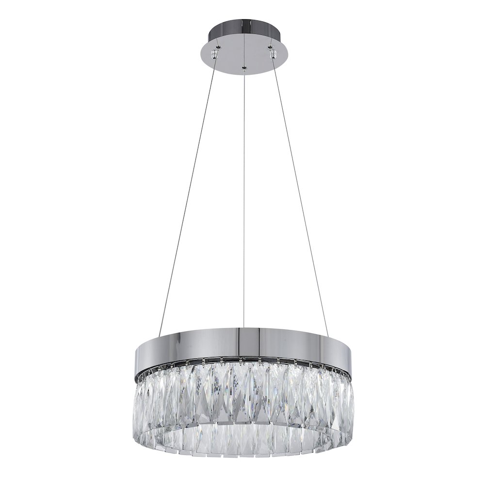 1-Light Chrome LED Chandelier With Clear Crystal Accents. Picture 2