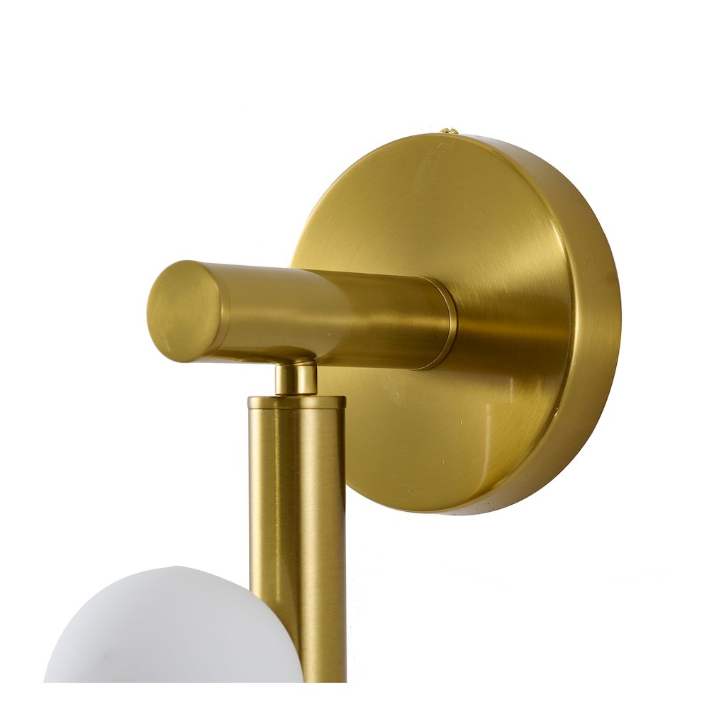 3-Light Satin Brass Metal Wall Sconce With Whtie Glass Shades. Picture 5
