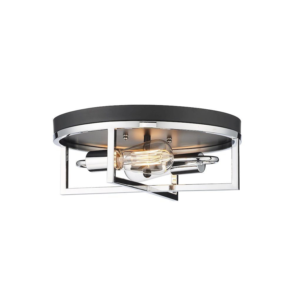 2-Light Black And Chrome Cage Flush Mount. Picture 2