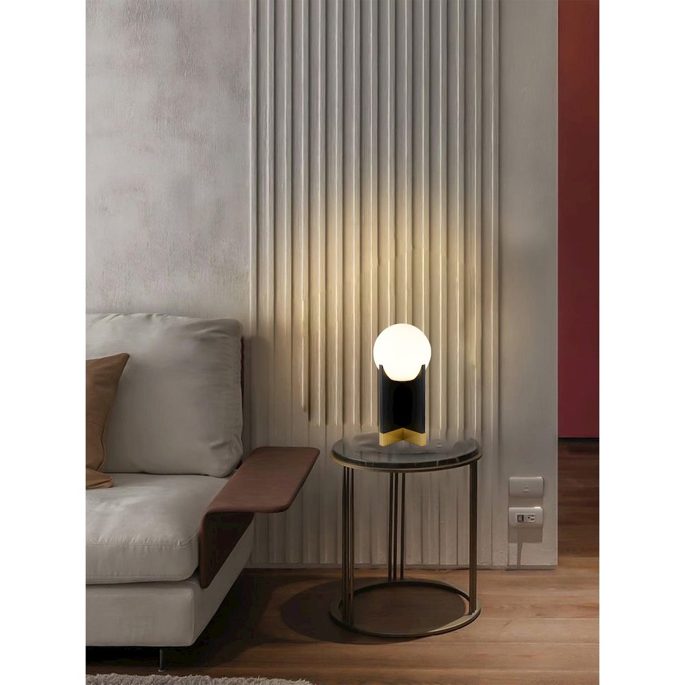 1-Light Table Lamp With A Stain Brass Base, Black Iron Body. Picture 8