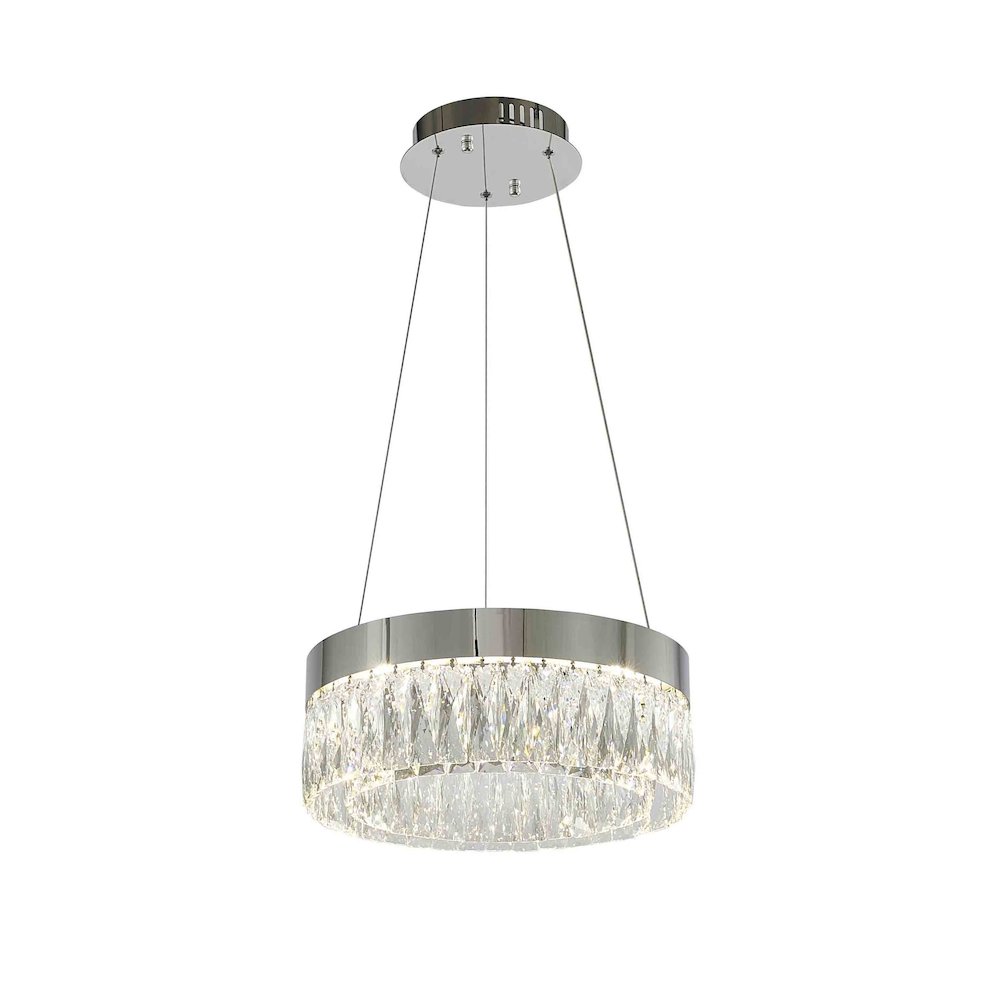 1-Light Chrome LED Chandelier With Clear Crystal Accents. Picture 1