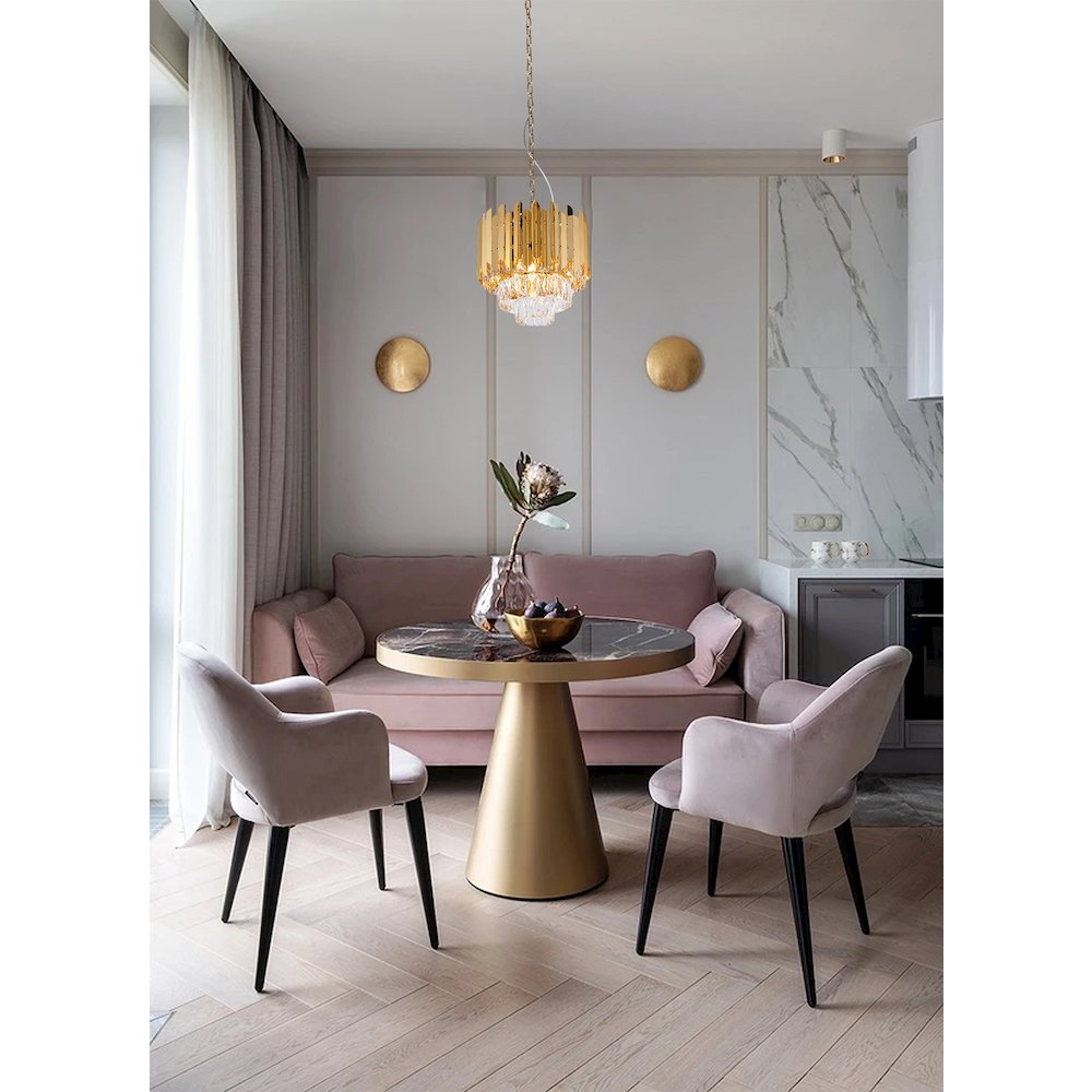 8-Light Gold Stainless Steel Chandelier With Clear Crystals. Picture 7