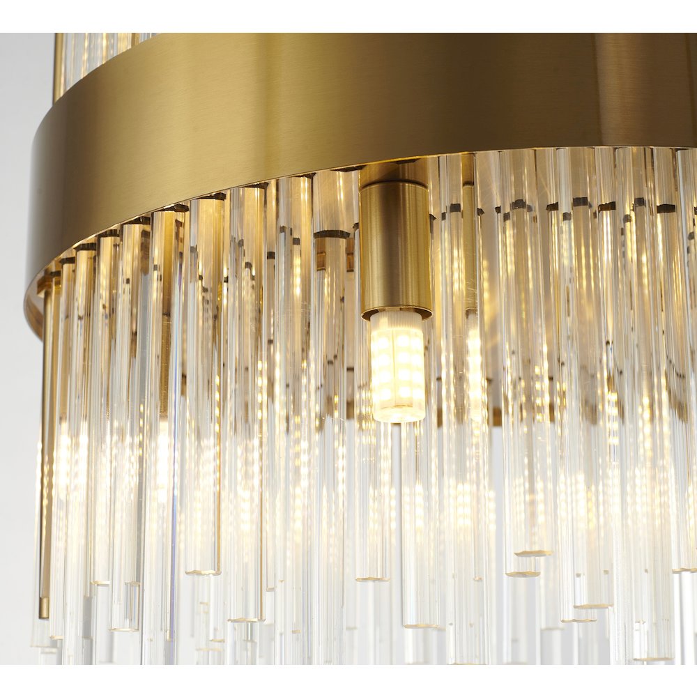 10-Light Gold Chandelier With Clear Glass Rods. Picture 5