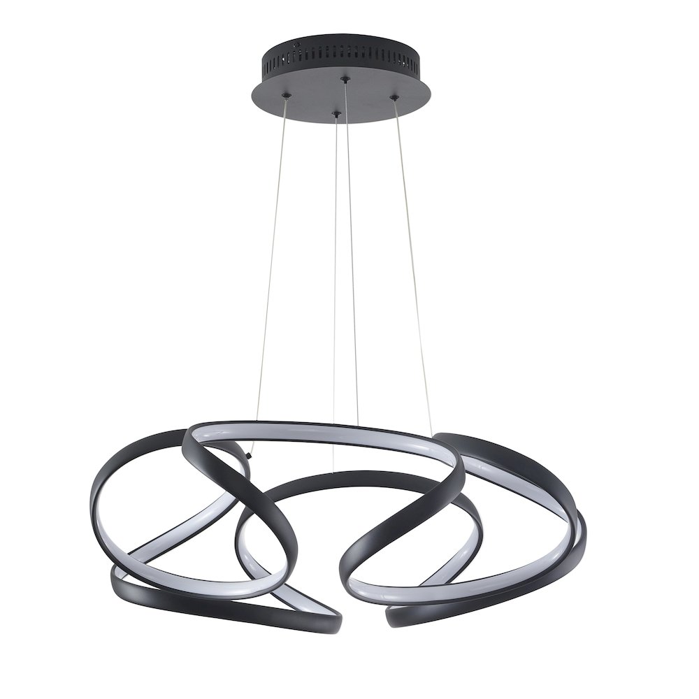 5-Light Matte Black LED Chandelier With White Acrylic Diffusers. Picture 2