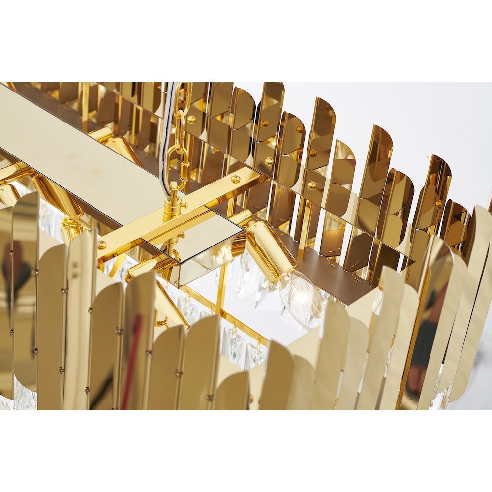 12-Light Gold Stainless Steel Chandelier With Clear Crystal Accents. Picture 3