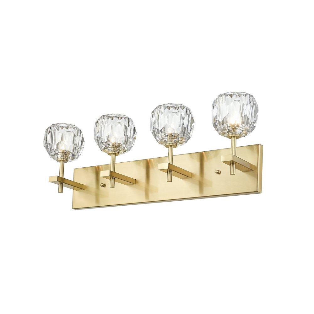 4-Light Gold Wall Sconce With Clear Crystal Shades. Picture 2