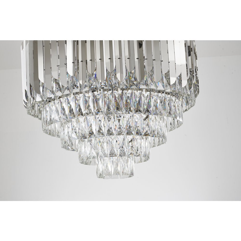 11-Light Chrome Stainless Steel Chandelier With Clear Crystals. Picture 4