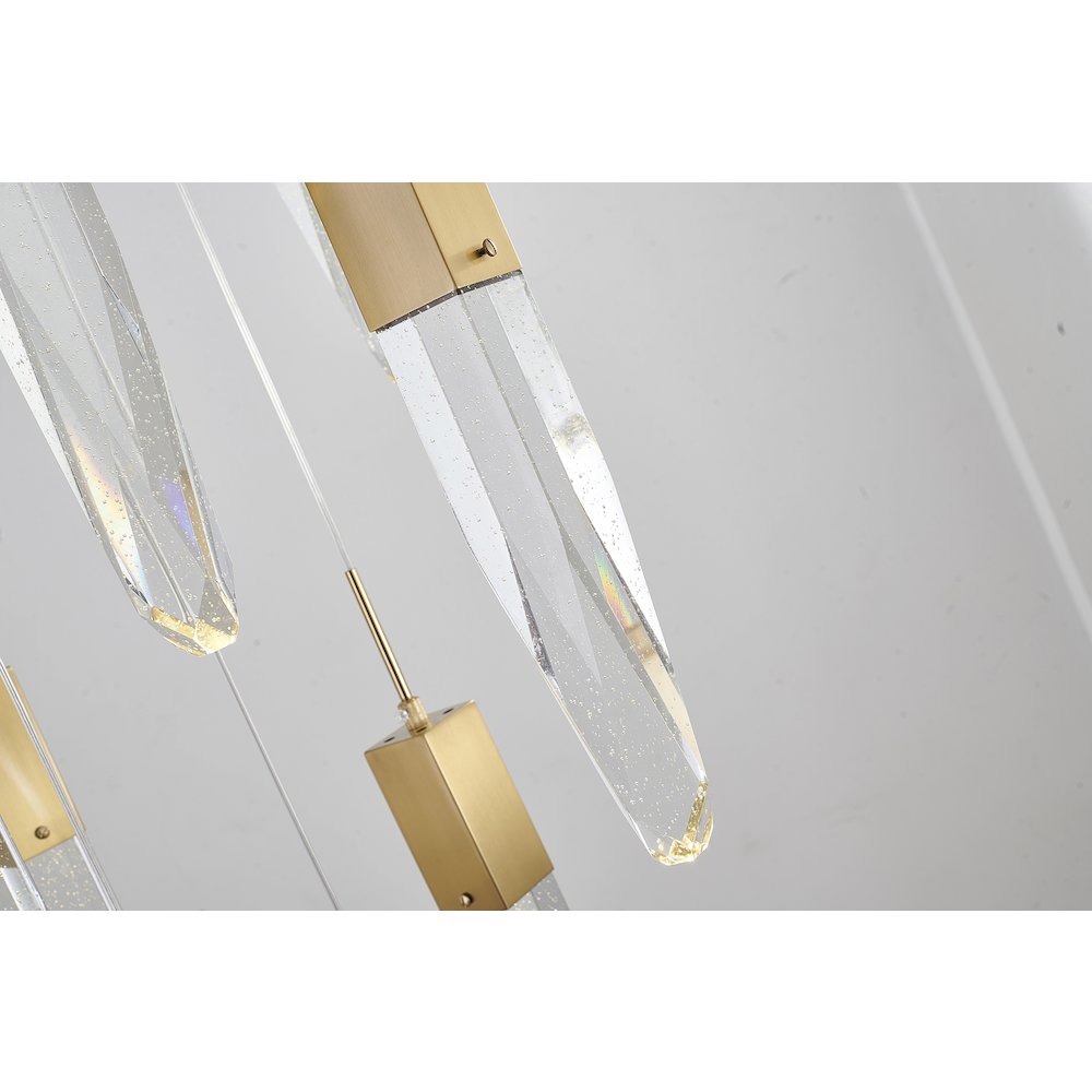 15-Light Gold Chandelier With A Clear iceberg bubble Crystal. Picture 3