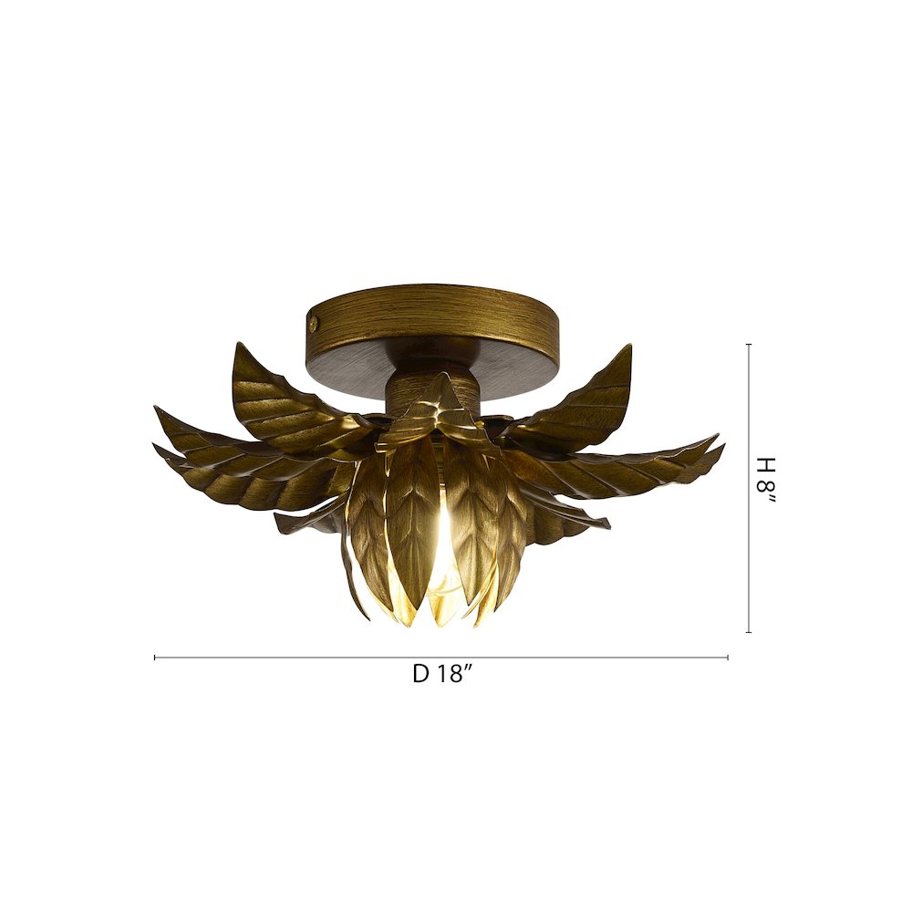 1-Light Metal Flower Flush Mount With Petals Surround. Picture 6