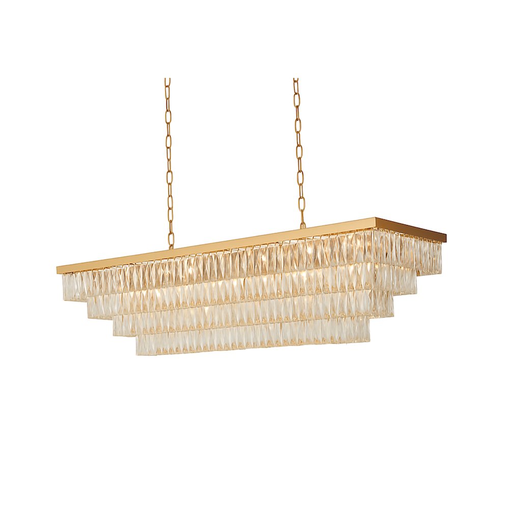 17-Light 4-Tier Gold Chandelier With Clear Crystals. Picture 1