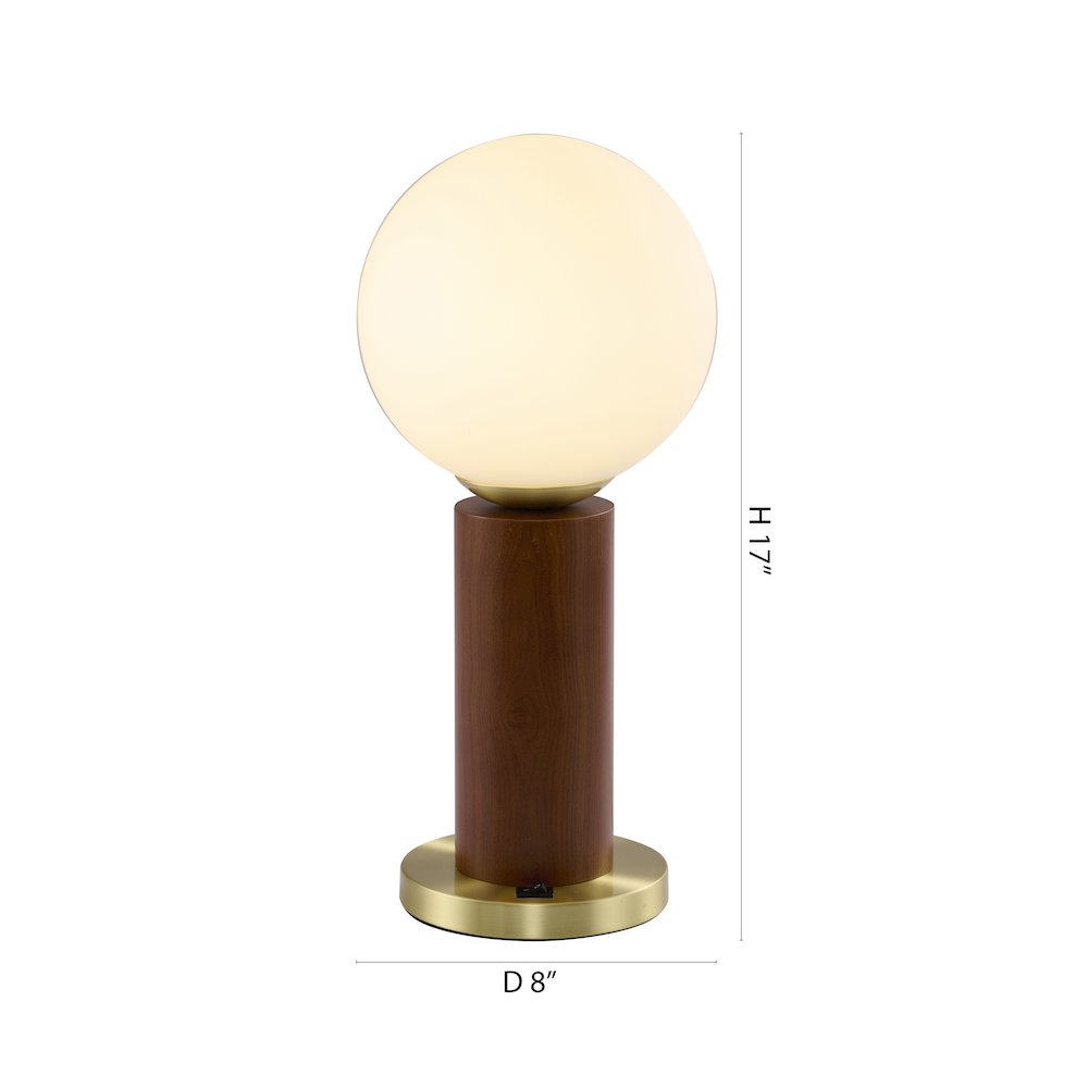 1-Light Black And Satin Brass Table Lamp With A White Glass Shade. Picture 7