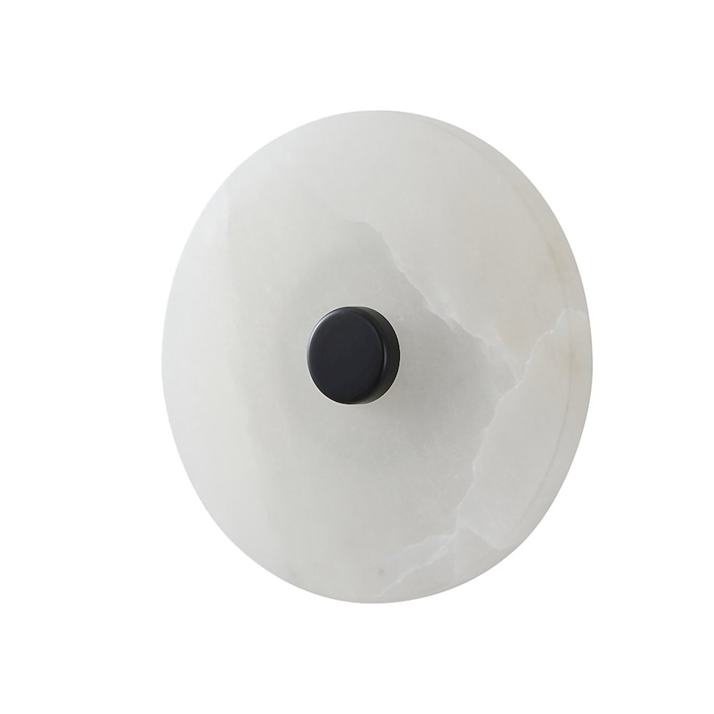 1-Light Satin Black Metal LED Wall Sconce With A Alabaster Shade. Picture 2