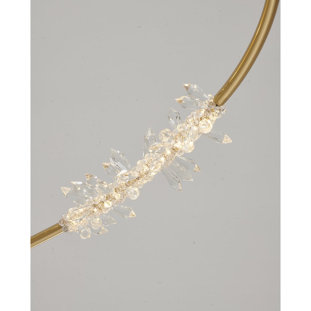 9-Light Gold LED Chandelier With Clear Crystal Details. Picture 3