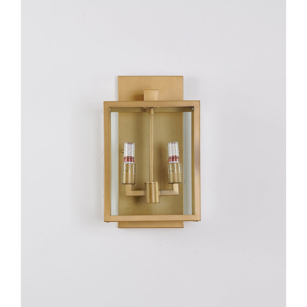 2-Light Brass Outdoor Wall Sconce With A Glass Shade. Picture 4