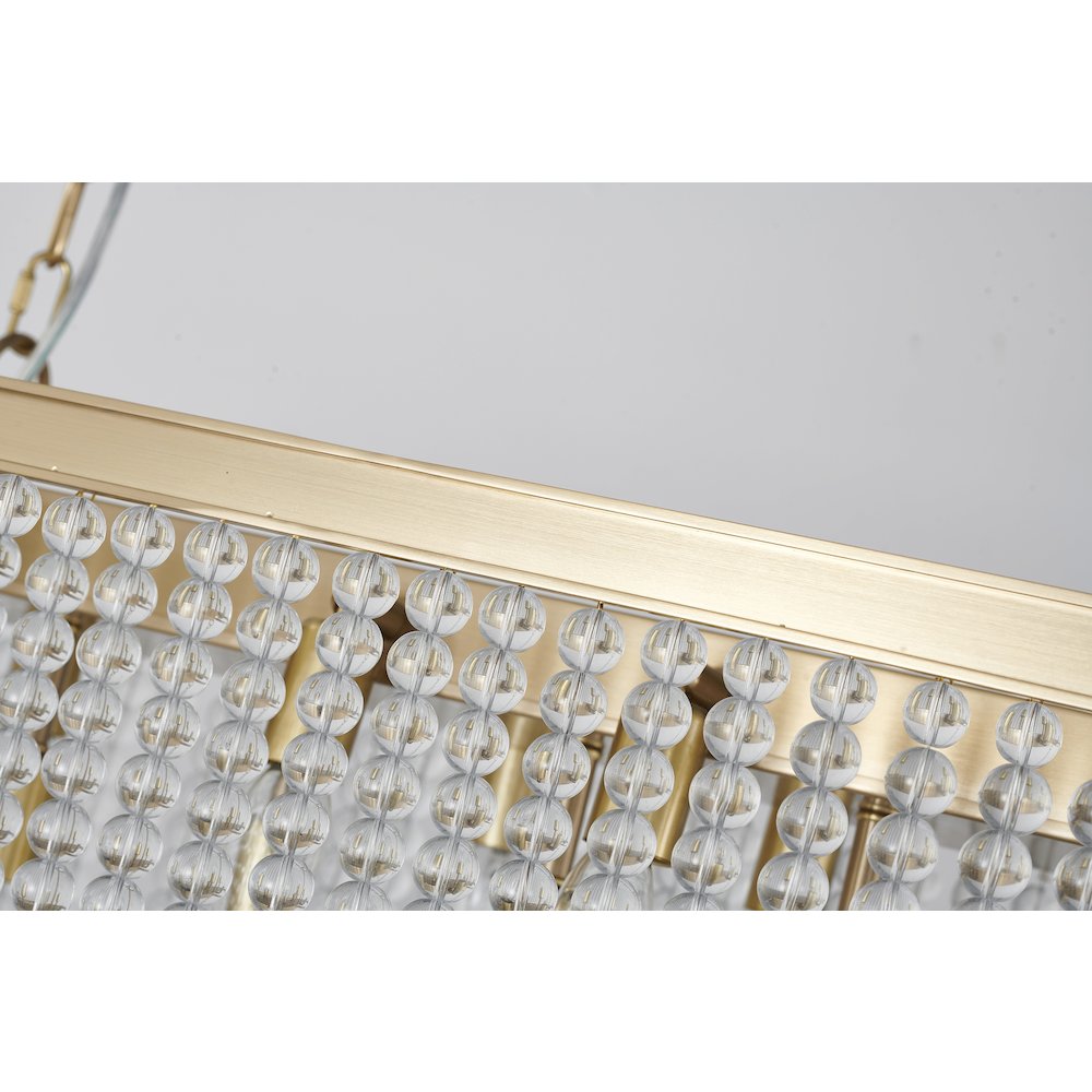6-Light Gold Oval Chandelier With Clear Beaded hanging Crystals. Picture 2