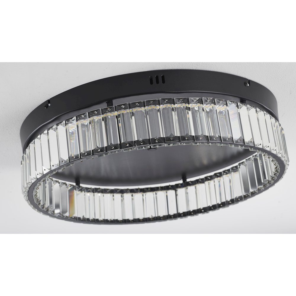 1-Light Satin Black Dimmable LED Flush Mount With Clear Crystals. Picture 5