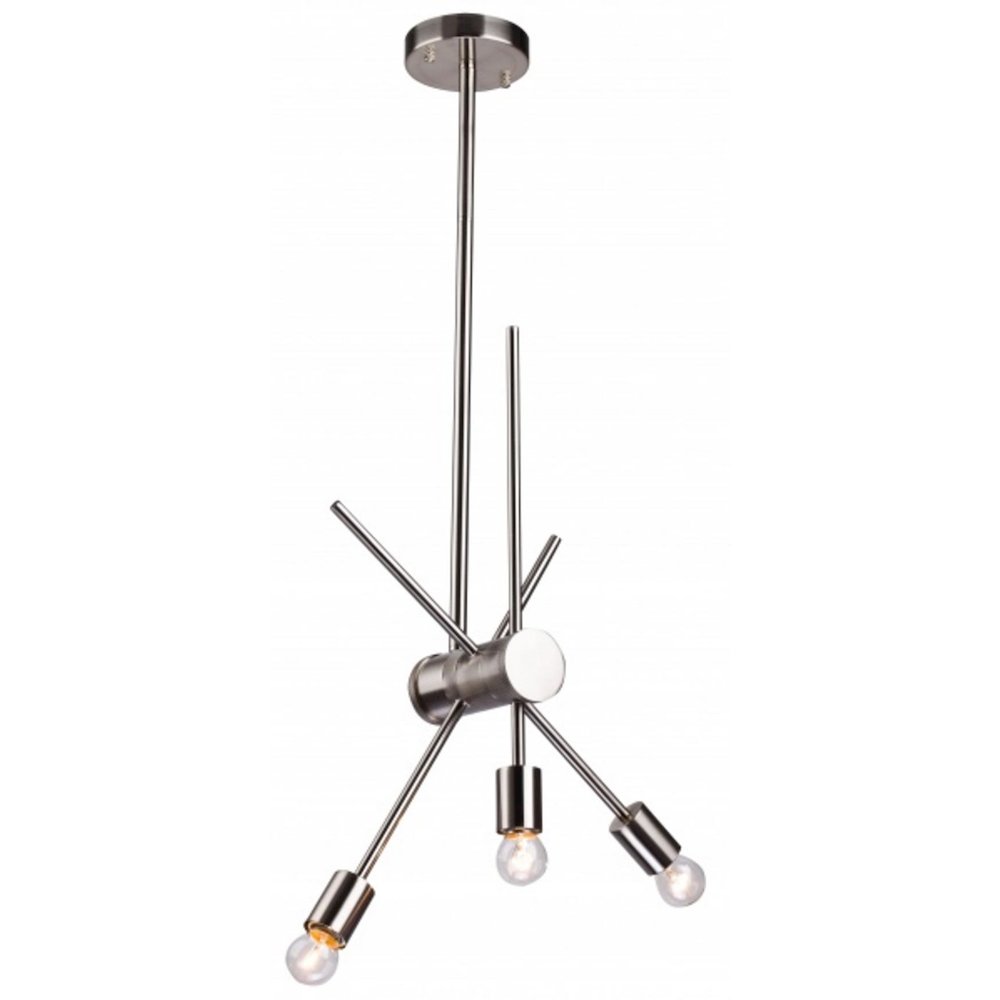 3-Light Shiny Nickel Chandelier With Adjustable Arms. Picture 1