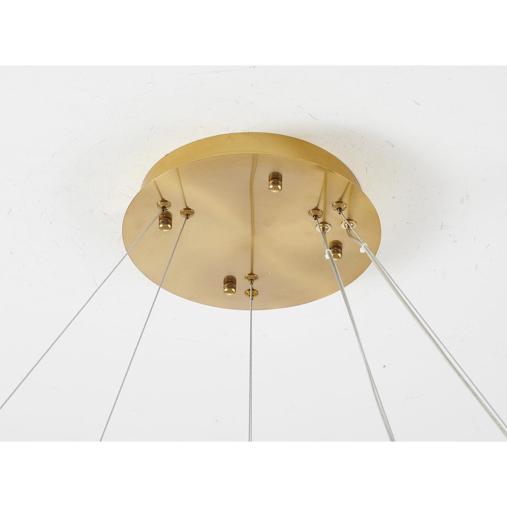 2-Light Gold Steel LED Chandelier With Crystals. Picture 4