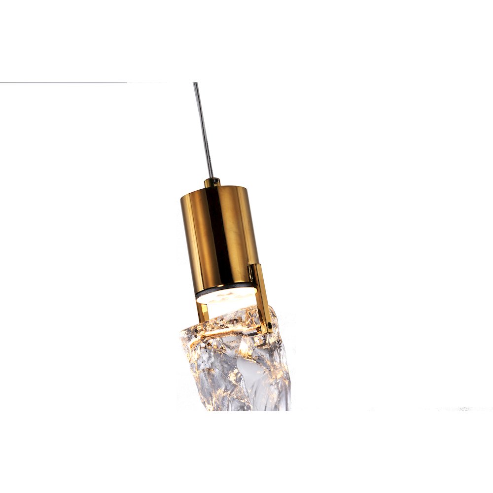 1-Light Gold LED Single Pendant With A Clear Glass Shade. Picture 3
