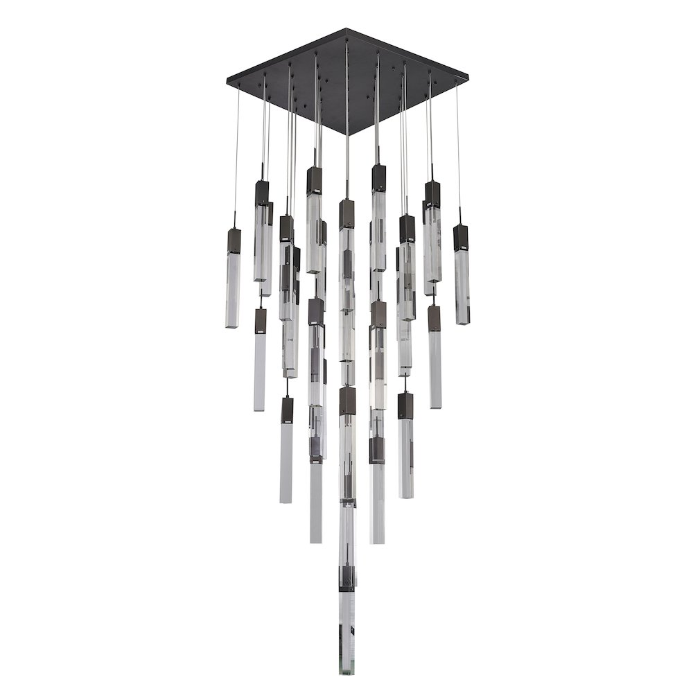 41-Light Matte Black Chandelier With A Clear Crystal. Picture 2
