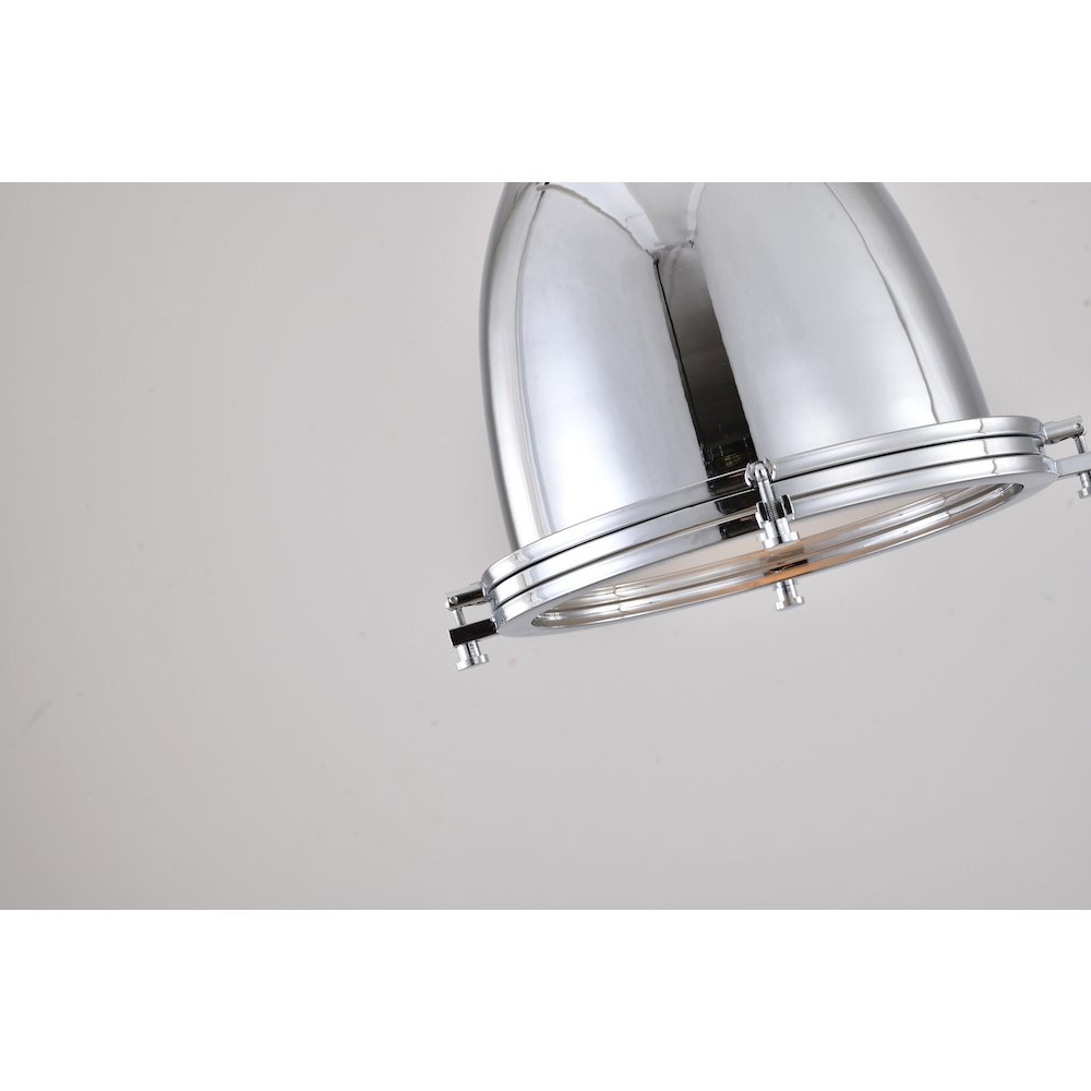 1-Light Chrome Iron Single Pendant With A Frosted Glass Shade. Picture 4