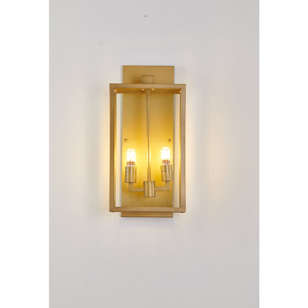 2-Light Brass Outdoor Wall Sconce With A Glass Shade. Picture 4