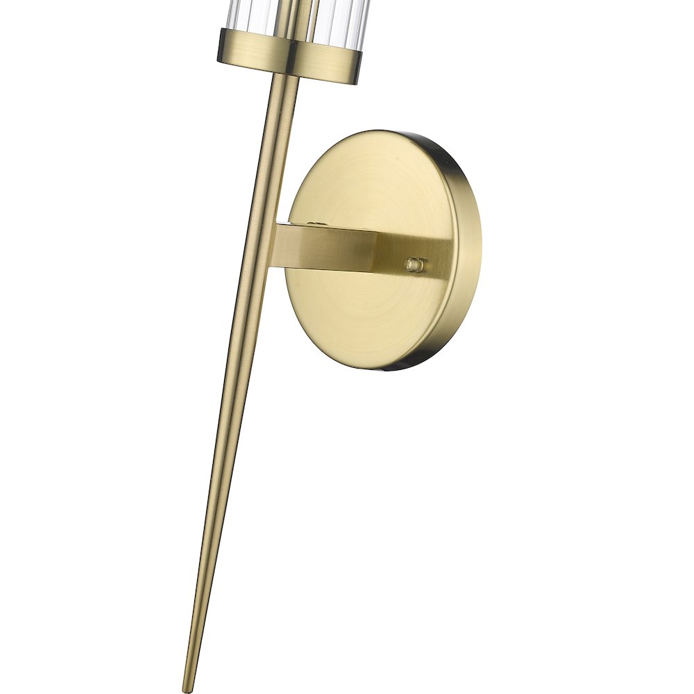 1-Light Gold Iron Wall Sconce With A Clear Glass Shade. Picture 4