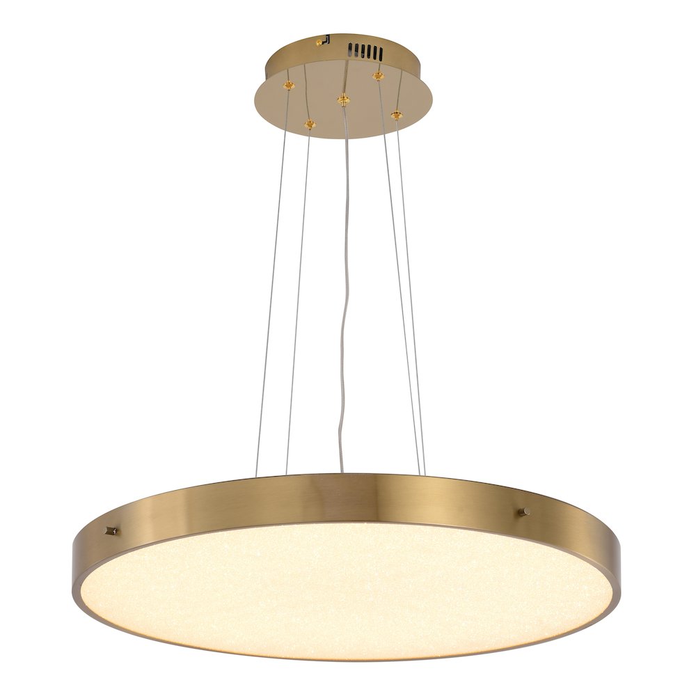 1-Light Brass LED Chandelier With A Clear Acrylic Beaded Diffuser. Picture 1