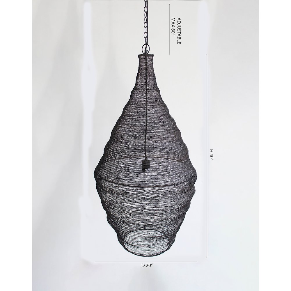 1-Light Satin Black Pendant With A Chain Basket Shade. Picture 6
