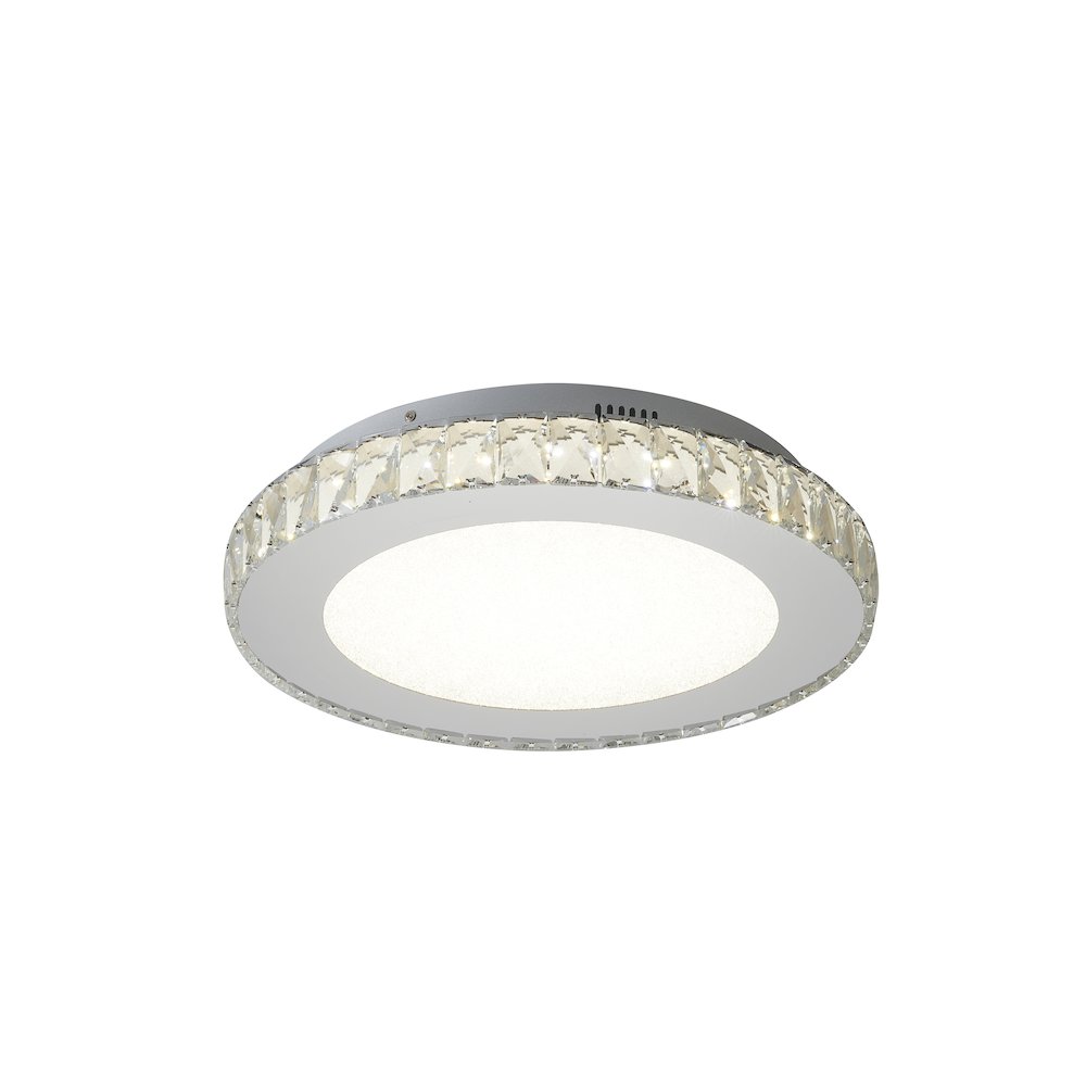 1-Light Chrome LED Chandelier With Clear Crystals. Picture 1