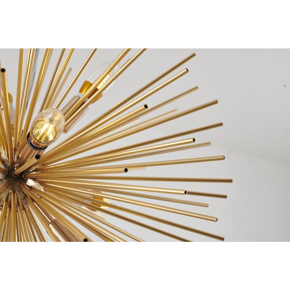 9-Light Gold Iron Chandelier With Aluminum Rods. Picture 2
