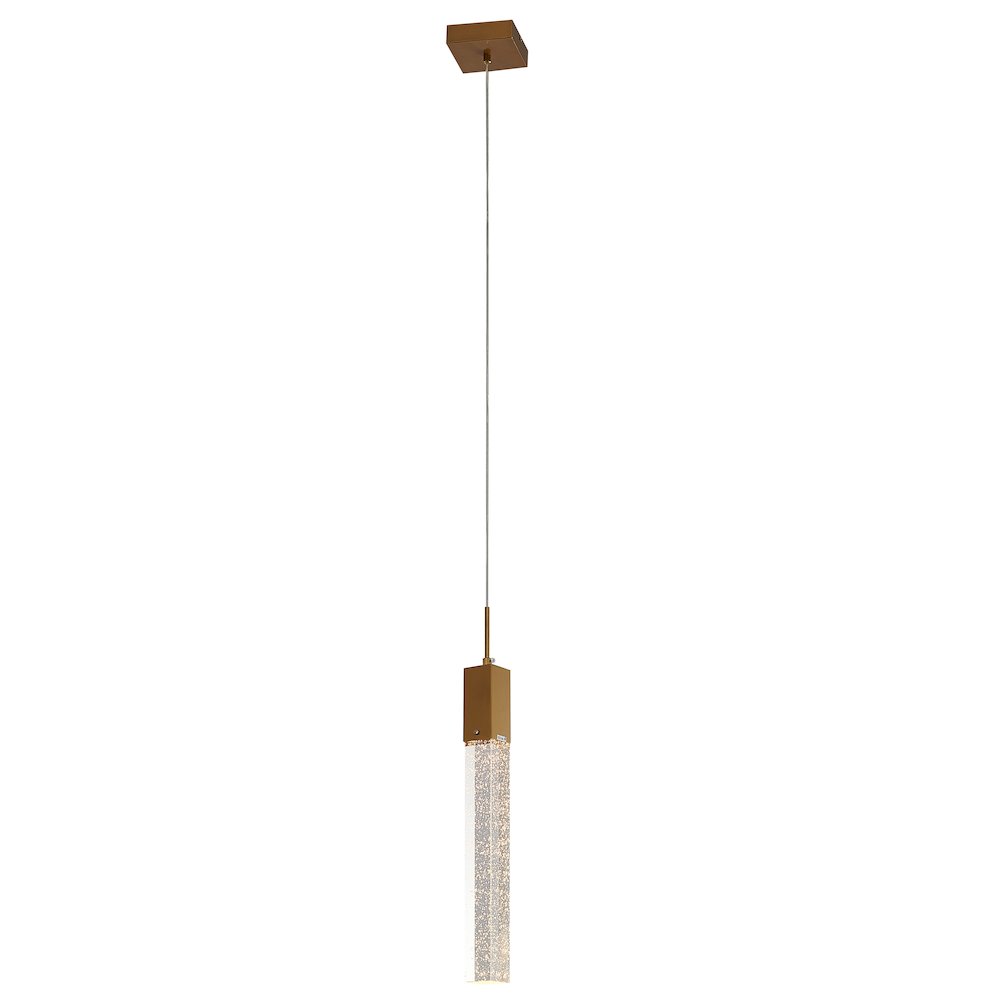 1-Light Gold Single Pendant With A Clear Bubble Crystal. Picture 1