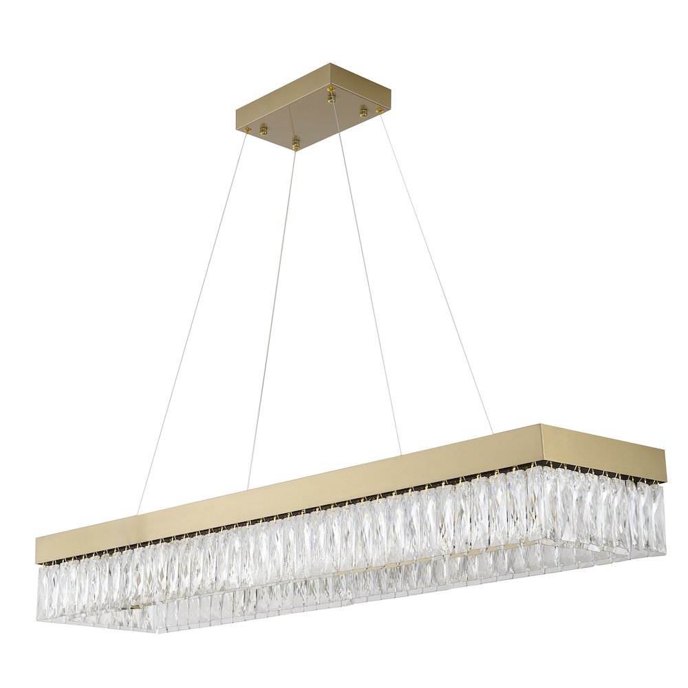 4-Light Gold LED Chandelier With Clear Crystal Accents. Picture 2