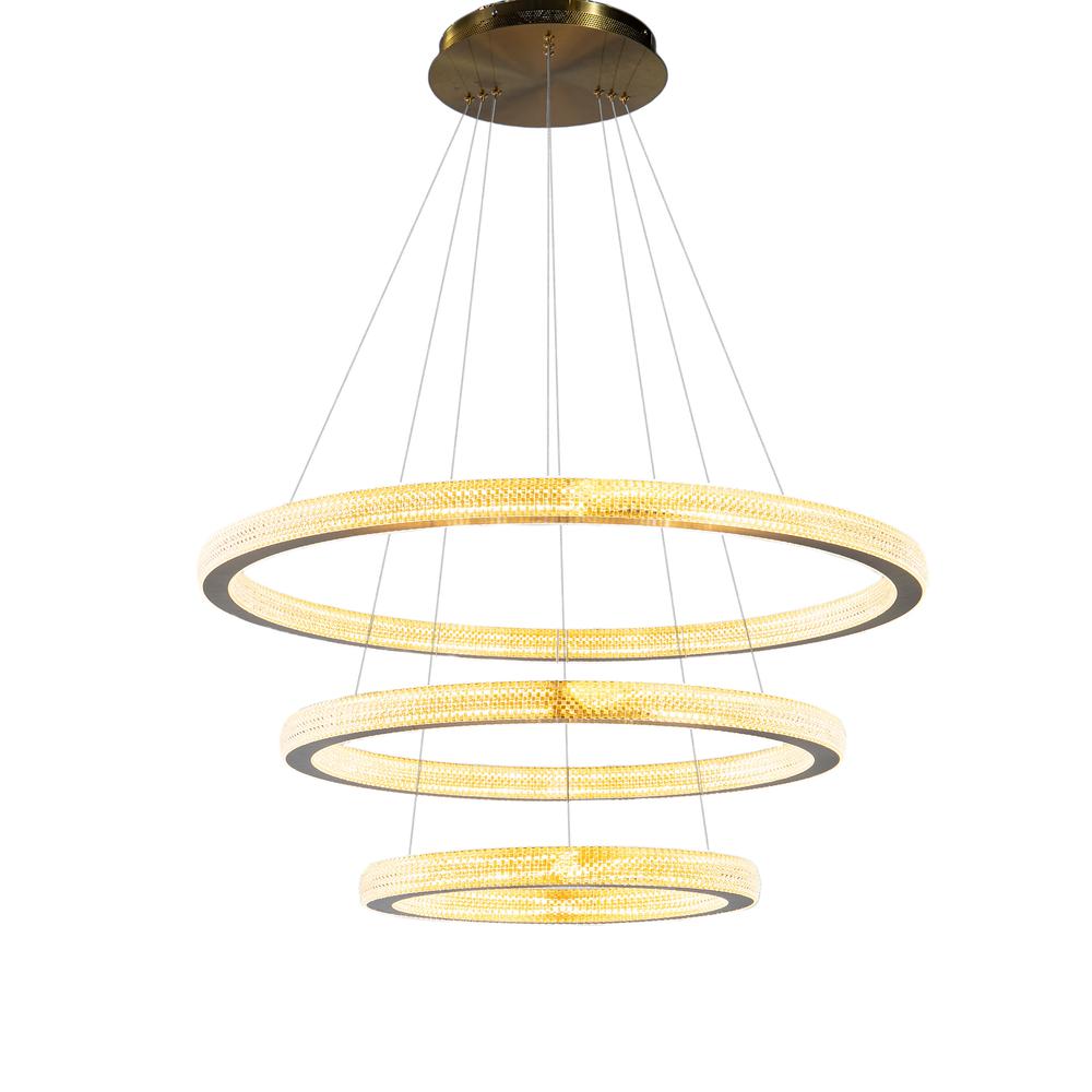 LED Chandelier Sand Gold Metal & Acrylic. Picture 1
