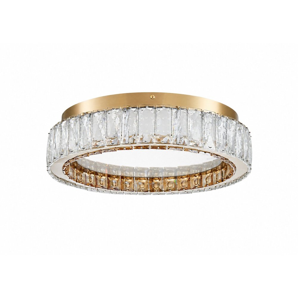 1-Light Brass Stainless Steel LED Flush Mount With Clear Crystals. Picture 2