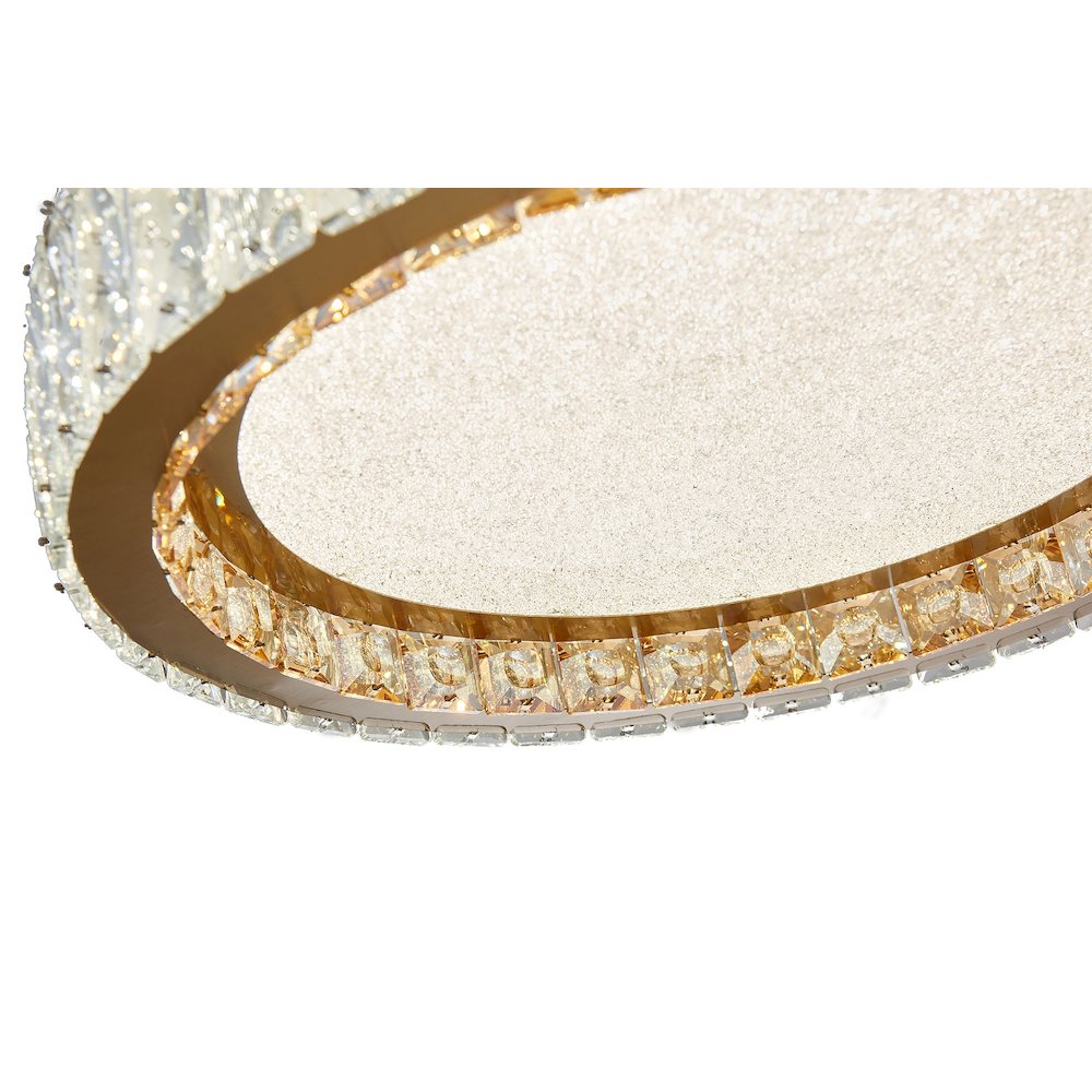 1-Light Brass Stainless Steel LED Flush Mount With Clear Crystals. Picture 3