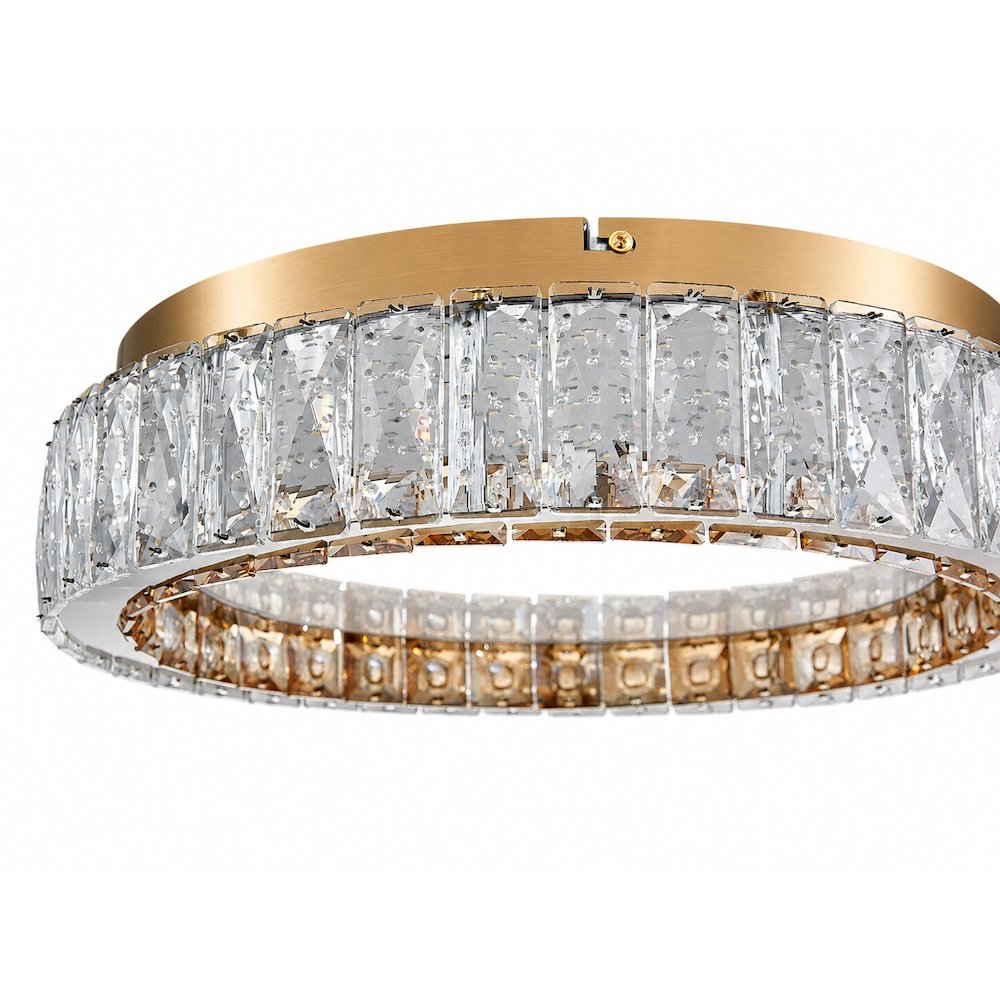 1-Light Brass Stainless Steel LED Flush Mount With Clear Crystals. Picture 4