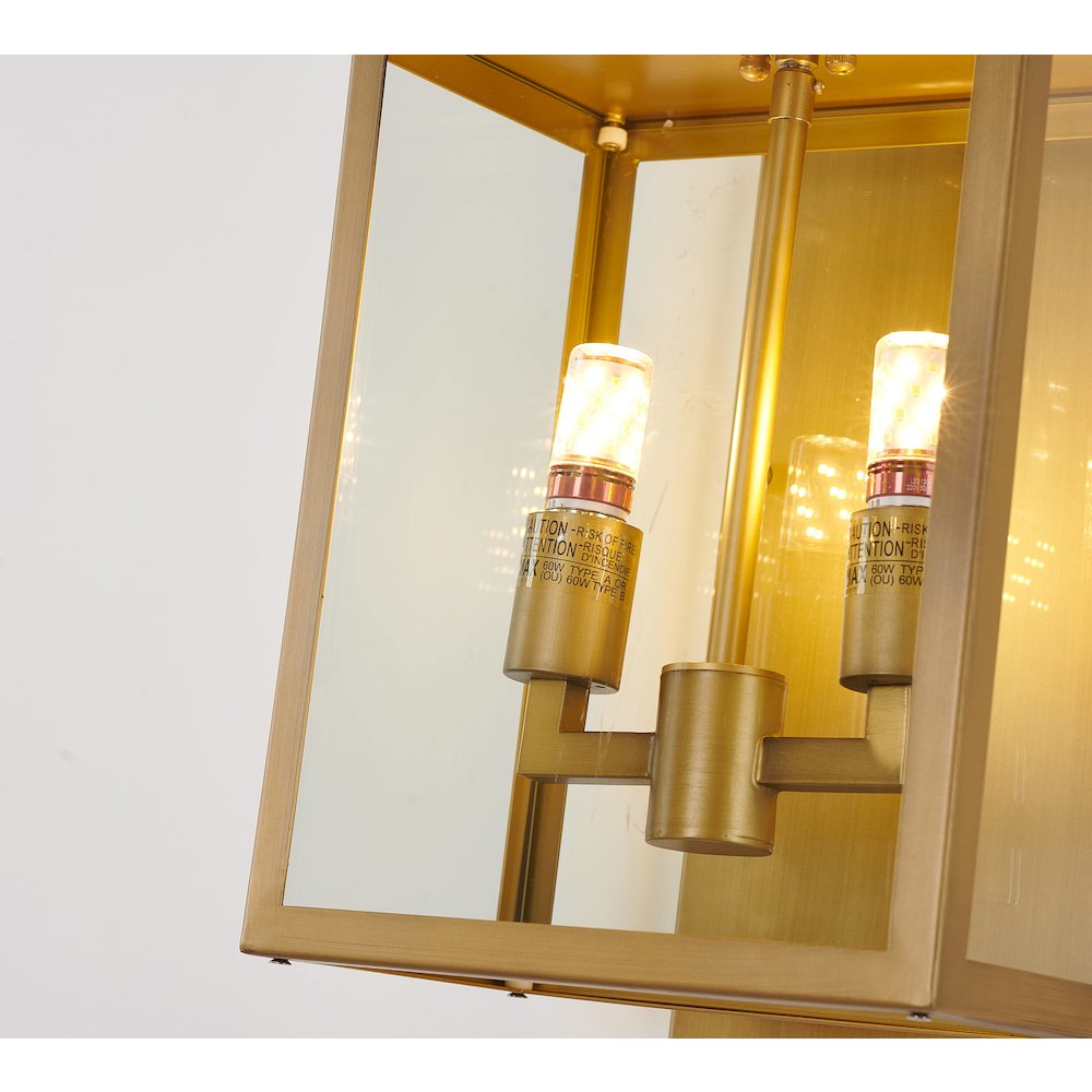 2-Light Brass Outdoor Wall Sconce With A Glass Shade. Picture 3