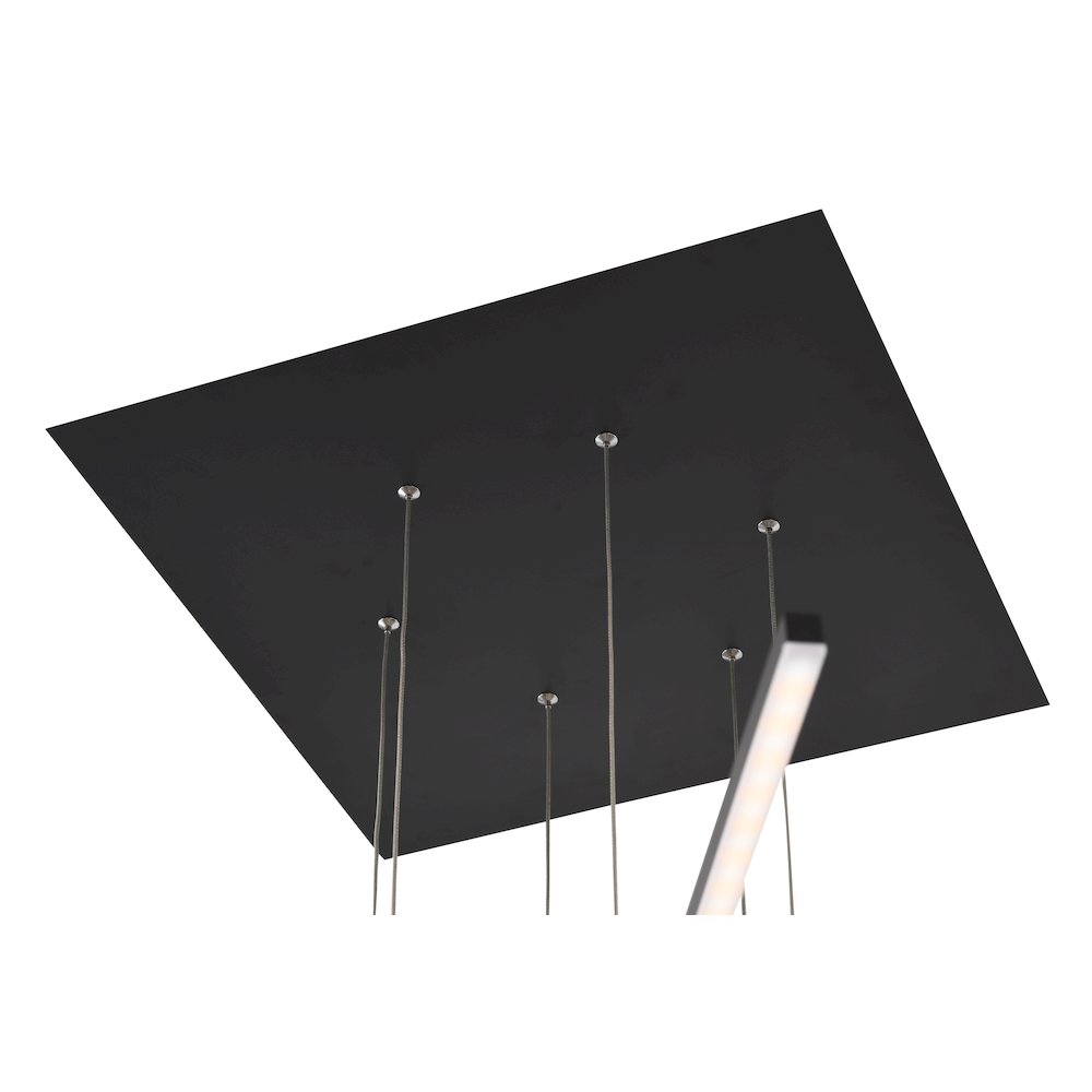 2-Light Matte Black Metal LED Chandelier With Selectable LED Color Temperature. Picture 5