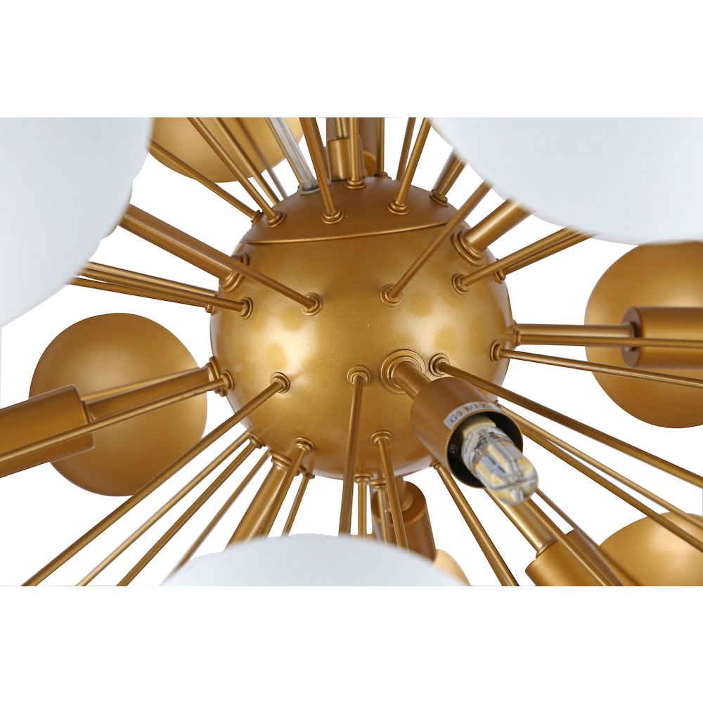 10-Light Soft White Cup Sputnik Chandelier With Brass Arm. Picture 5