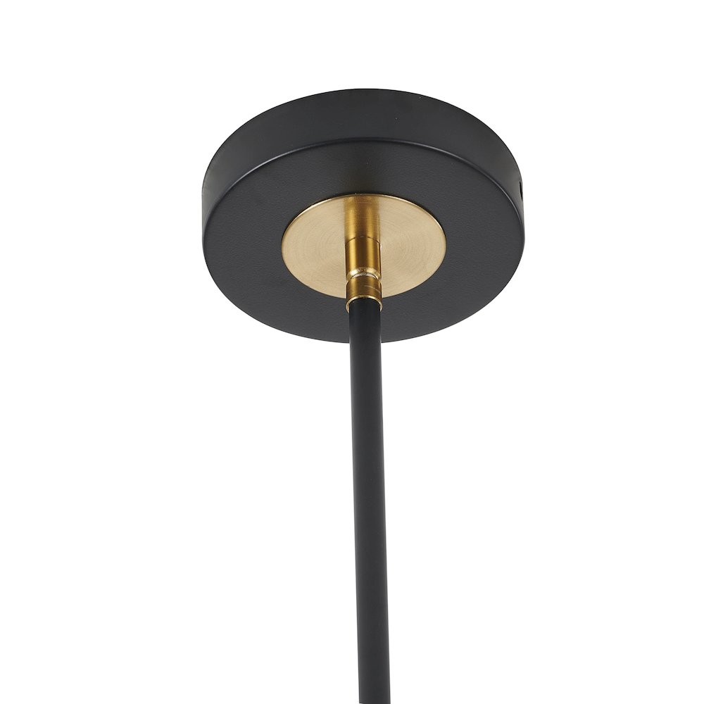 5-Light Matte Black Pendant With Gold Branch Accents. Picture 6