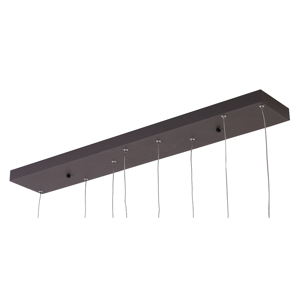 4-Light Dimmable Coffee Brown LED Chandelier With Hanging Box Pendants. Picture 5