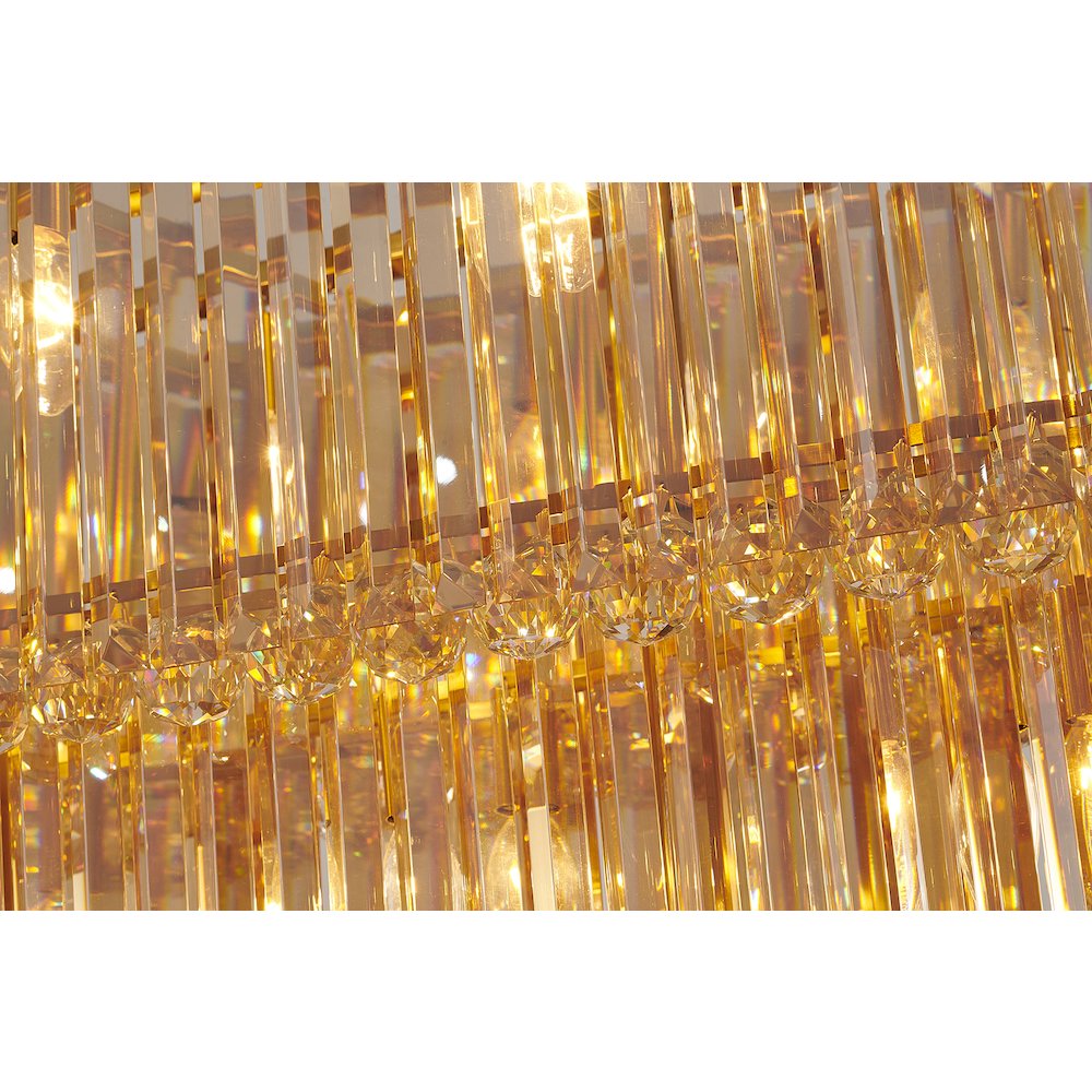 14-Light Satin Brass Chandelier With Clear And Champagne Crystals. Picture 3
