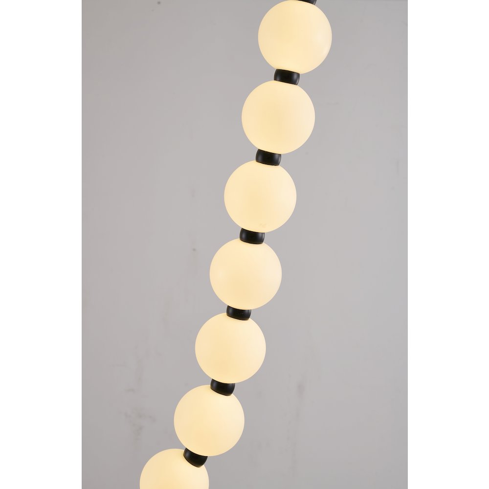 30-Light Black LED Chandelier With White Acrylic Ball Shades. Picture 3
