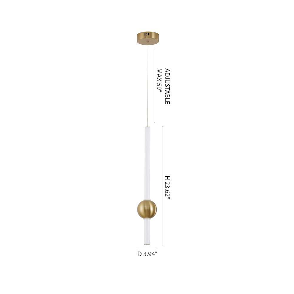 1-Light Gold LED Pendant With A White Glass Shade. Picture 5