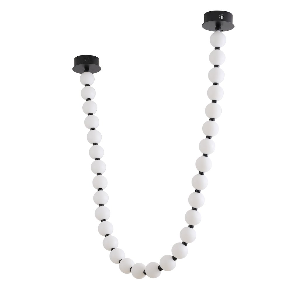 30-Light Black LED Chandelier With White Acrylic Ball Shades. Picture 2