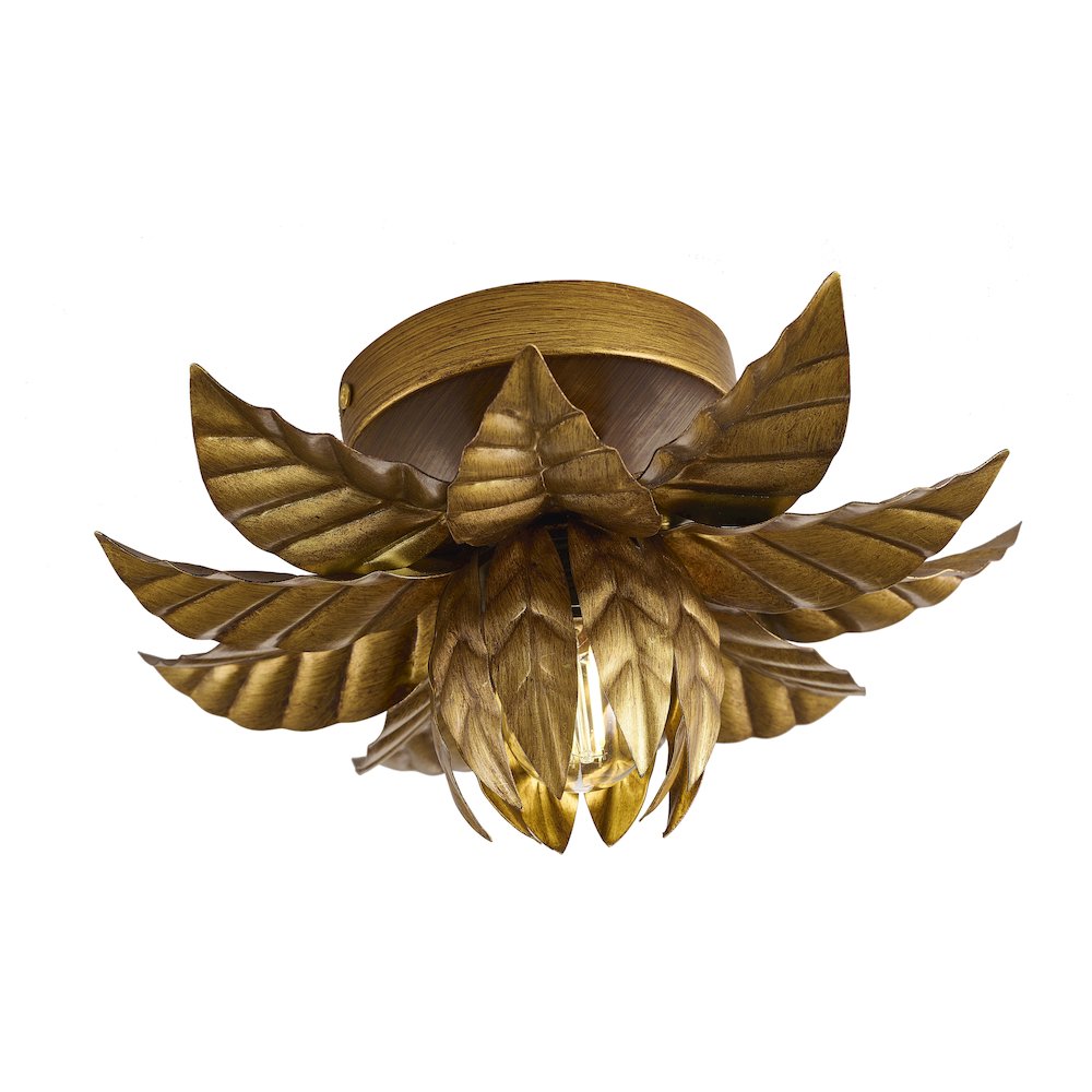 1-Light Metal Flower Flush Mount With Petals Surround. Picture 3